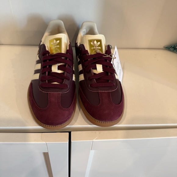 Adidas Samba OG women’s - Maroon and white Gold size 6.5 - Picture 2 of 10